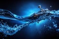 Captivating Abstract Blue Fluid Flow A Dynamic Display of Cold Water Bubbles in Motion Ideal for Backgrounds or Royalty Free Stock Photo