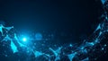 Abstract Blue Technology Network Background with Glowing Connections Royalty Free Stock Photo