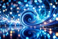 Captivating Abstract Blue and White Glass Texture A Nighttime Swirling Pattern Illuminated with Artistic Flair Royalty Free Stock Photo