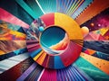 Dynamic Abstract Collage A Striking Circle Design with Lines for Branding or Marketing Materials