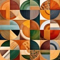 Vibrant geometric patterns with natural color palette in squared sections Royalty Free Stock Photo