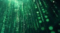 Captivating abstract design of cascading green binary code on dark background for tech wallpaper Royalty Free Stock Photo