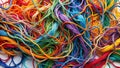 A Captivating Abstract Design Vibrant Tangled Threads Create a Dynamic Colorful Background for Art Projects Wallpaper Royalty Free Stock Photo