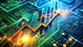 Visualizing the Intertwined Growth of Technology and Finance A Double Exposure Abstract of Circuitry and Financial
