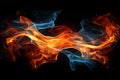 Captivating abstract flame dance against a dark canvas creating a mysterious atmosphere