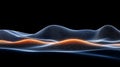 Futuristic Digital Terrain Waveform with Glowing Orange Energy Line on Black Background Royalty Free Stock Photo