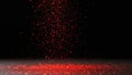 Falling Red Glitter Particles on Dark Background - Festive Sparkle and Celebration Royalty Free Stock Photo