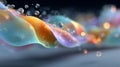 Abstract colorful wave with bubbles floating around it close up . ai generated. Royalty Free Stock Photo