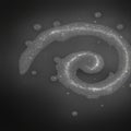 Abstract silver spiral design with glitter and droplets on a dark background , Royalty Free Stock Photo