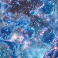 Abstract blue translucent organic shapes, detailed bubbles, soft bokeh lighting, futuristic scientific concept. Royalty Free Stock Photo