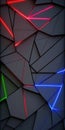 A captivating abstract neon wallpaper featuring a mesmerizing background of neon triangles - Generative AI