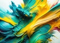 Dynamic Turquoise and Yellow Abstract Art Painting A Vibrant Burst of Energy and Creativity Perfect for Modern Decor