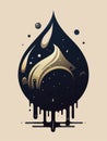 A captivating abstract painting with flowing black and gold elements creating an elegant and luxurious visual experience