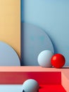 captivating abstract pastel squares and balls background, a harmonious blend of geometric elegance and soft, muted tones.