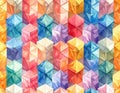 Vibrant Watercolor Cubes Abstract Pattern Royalty Free Stock Photo
