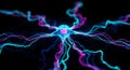 Abstract Neural Network: Vibrant Digital Brain Synapse with Glowing Blue and Pink Particle Connections on Dark Background, Represe Royalty Free Stock Photo