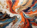 Abstract background of acrylic paints in orange, blue and brown tones. Royalty Free Stock Photo