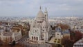 Captivating aerial revelation of the Sacr-Coeur Basilica and the charming Montmartre district in Paris