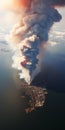 Captivating Aerial View Of City\'s Smoke Plume: A Daz3d Inspired Masterpiece Royalty Free Stock Photo