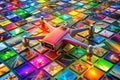 Stunning Drone Shot Captures Colorful Reflective Web Buttons in an Abstract Design Geometric Shapes and Play of Light Royalty Free Stock Photo