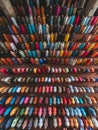 Aerial view of the crowd of Muslim people attending a religious ceremony.