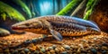 Captivating African Lungfish Emerging from Water A Stunning Architectural Perspective on LandBased Wildlife Royalty Free Stock Photo