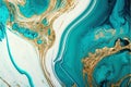 Ethereal Cyan : AI Generated Abstract Texture Photography Highlighting White Gold and Cyan Intricate Pattern on Artificial Marble Royalty Free Stock Photo