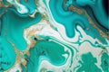 Majestic Cyan : AI Generated Abstract Texture Photography with White Gold and Cyan Intricate Accents on Artificial Marble