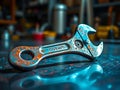 A Striking Reflection of a Rusty Wrench A Vibrant AIGenerated Photo Capturing Industrial Detail and Depth of Field Royalty Free Stock Photo