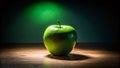 Elegant Green Apple Silhouette Against a Simple Table Setting A Striking AIGenerated Image for Design Inspiration or Royalty Free Stock Photo