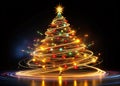 A Captivating Animated Christmas Tree Design Twinkling Lights Dance Against a Dark Background Creating a Festive