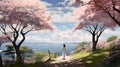 Captivating Anime Cherry Blossom Painting With Lifelike Rendering
