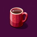 An shiny image of a maroon mug with a textured surface. The background is a deep purple color, Royalty Free Stock Photo