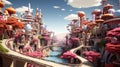 Captivating architecture: 3D wonders of design. Created with Generative AI