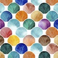Watercolor Shell Pattern: Earthy Hues and Geometric Design Royalty Free Stock Photo