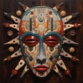 Captivating Art Deco Mask Sculpture With Symmetrical Chaos