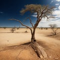 Desolation: A Barren Landscape of Dry Land and Dead Trees Royalty Free Stock Photo