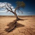 Desolation: A Barren Landscape of Dry Land and Dead Trees Royalty Free Stock Photo