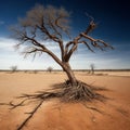 Desolation: A Barren Landscape of Dry Land and Dead Trees Royalty Free Stock Photo