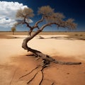 Desolation: A Barren Landscape of Dry Land and Dead Trees Royalty Free Stock Photo