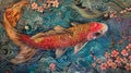 Elegance of Koi in Tranquil Waters. Royalty Free Stock Photo