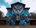 Graffiti Owl House Urban Artistic Poster