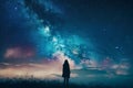 Captivating Astronomer starry sky night woman. Generate Ai Royalty Free Stock Photo
