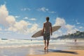 Captivating Attractive male surf. Generate Ai