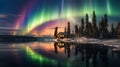 Captivating Aurora Borealis Over Frozen Canadian Lake