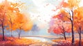 Captivating Autumn Painting With Vibrant Illustrations