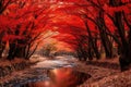 Captivating Autumn Scene With Vivid Red Colors