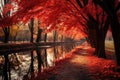 Captivating Autumn Scene With Vivid Red Colors