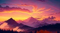 Captivating Autumn Sunrise: Cloudy Sky over Mountains.