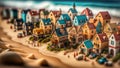 Captivating Beachside Miniature Village Display: Gorgeous Tiny Houses Amidst Glorious Ocean Backdrop